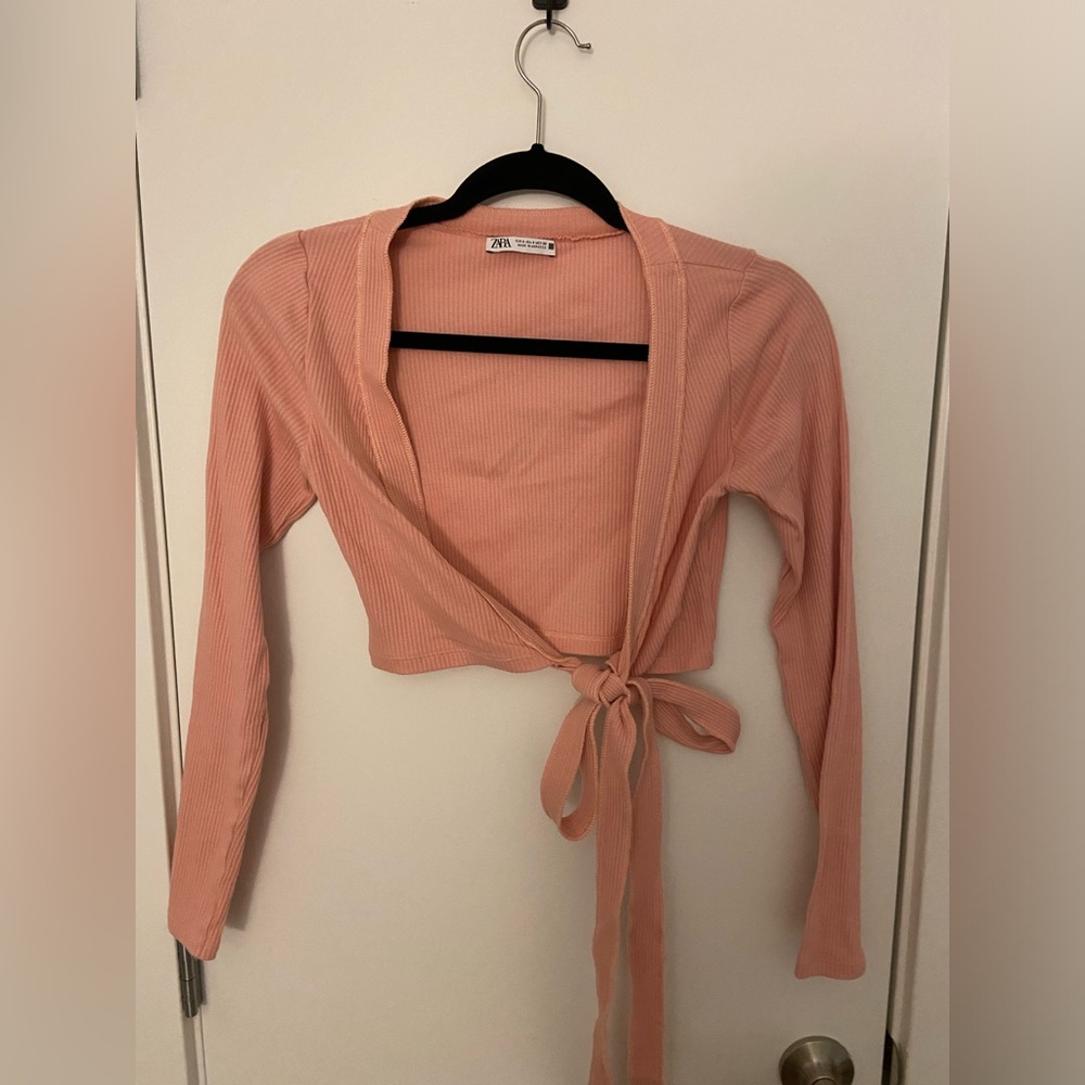 Zara wrap ballet cardigan in pink. Size: S
